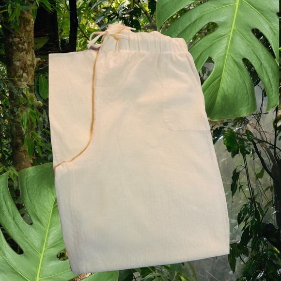 NEW! Casual linen blend casual pants. Elastic waist / pockets - Picture 3 of 6